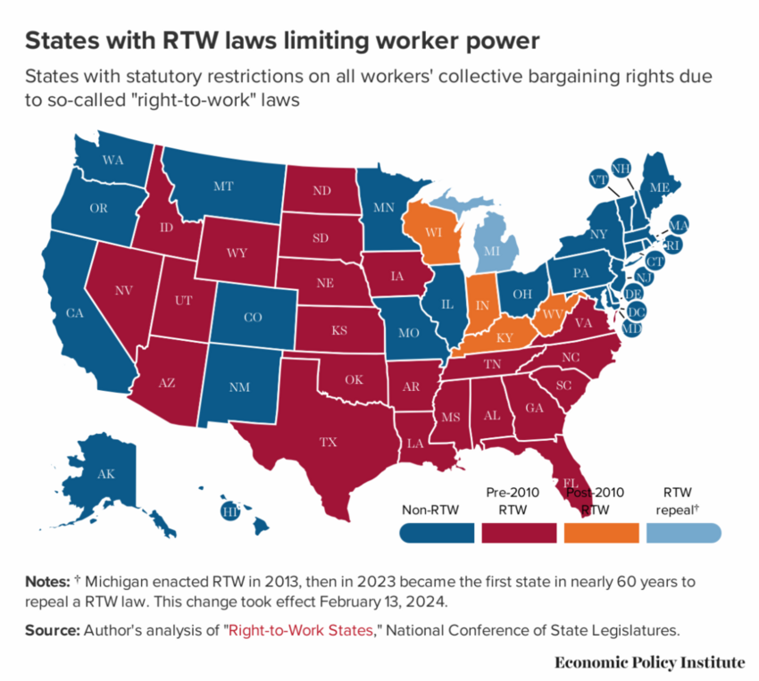 Right to work map